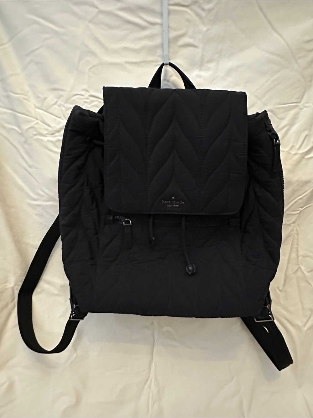 kate spade Quilted Black Nylon Drawstring Backpack